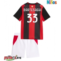 Camiseta AC Milan Davide Bartesaghi #33 Primera Equipación para niños 2026-27 manga corta (+ pantalones cortos)